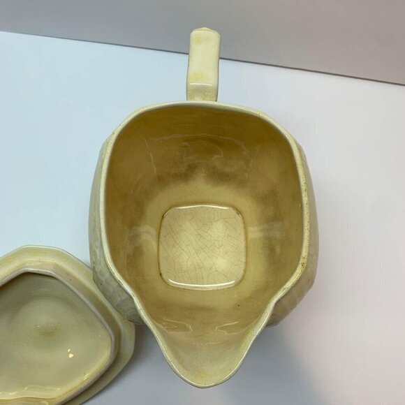 1932 Vintage Crown Potteries Company Yellow Lidded Pitcher - Picture 7 of 10